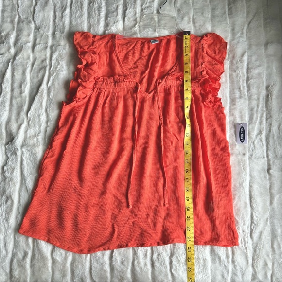 Old Navy Ruffled, Crinkle-Texture, Tie Front, Flutter Sleeve Boho Blouse- NWT Sm - Picture 8 of 10